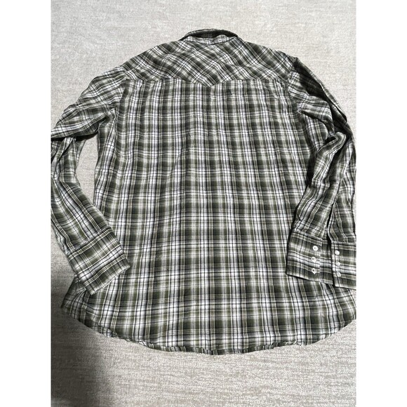 Wrangler Shirt Men’s Large Button Down Plaid Snap Button Long Sleeve Western - Picture 9 of 10